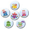 Magnete Eulen 6er Deko Geschenk Set Kühlschrankmagnete Eulenmotiv Tiere lustig für Kinder Mädchen Frauen stark groß 50mm rund Bunt