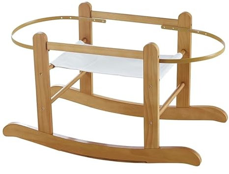 Kinder Valley Moses Basket Stand - Little Gem Moses Basket Rocking Stand, Solid Pinewood, Smooth Rocking Motion, Fits Majority of Palm & Wicker Moses Baskets | (Natural)