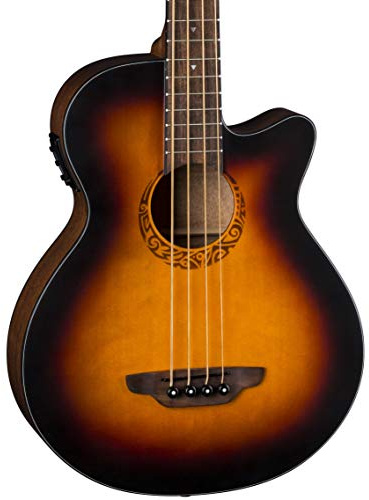 Luna Tribal 34 Scale Acoustic-Electric Bass Guitar, Tobacco Sunburst