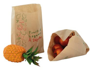 HCIA Lot de 1000 Sacs en Papier Kraft Enfilée Brun pour Bijoux Fruit Légumes 34 cm x 20 cm x 9 cm
