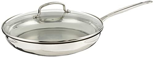 Cuisinart Chef's Classic 12-Inch Skillet with Glass Cover, 722-30GP1 Stainless-Cookware-Collection, Stainless Steel