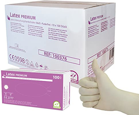 Medi-Inn Latex Premium Einmalhandschuhe, puderfrei, natur (Gr. XL, 10 x 100 = 1000 Stück)