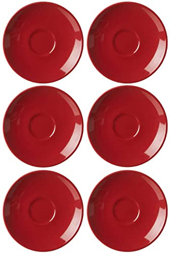 Ritzenhoff & Breker Doppio Espressountertassen, 6er Set, Rot, ø 12 cm, Espresso Unterteller mit farbigem Rand, Untere aus Porzellan, Spülmaschinengeeignet