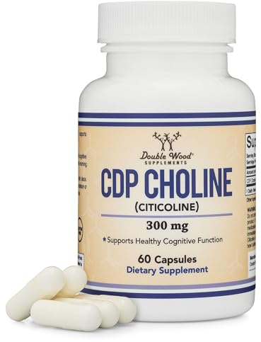 Double Wood Supplements CDP Choline (Citicoline) Supplement, Pharmaceutical Grade, Third Party Tested (60 Capsules 300mg)