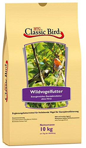 CLASSIC BIRD Vogelfutter Wildvogelfutter ohne Hirse 10 kg | Vogelfutter Erdnusskerne für Wildvögel | Vogelfutter Sonnenblumenkerne | Vogelfutter Buchweizen | Gartenvögel | ganzjahres Vogelfutter