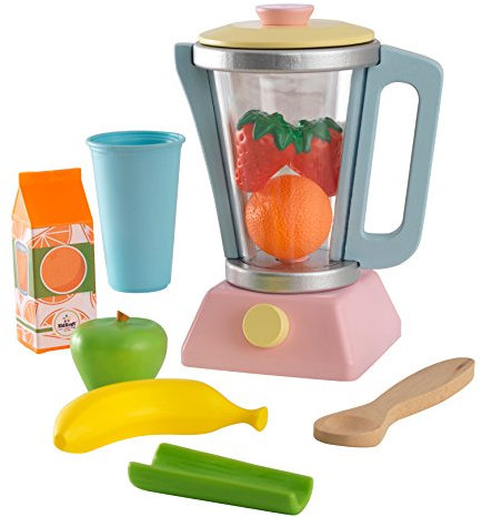 KidKraft Ensemble Blender Smoothie Pastel en Bois, Accessoire Cuisine Enfant, Kit de Ustensile Cuisine Électroménager, Accessoire pour Dinette, Jouet Enfant dès 3 Ans, 63377