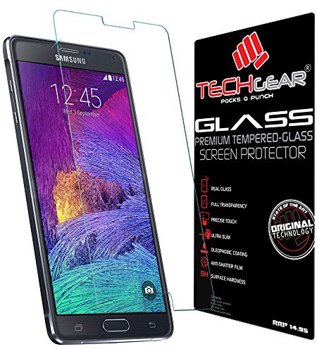 TECHGEAR Galaxy Note 4 VERRE, Protecteur d'Écran Original en Verre Trempé Compatible pour Samsung Galaxy Note 4 (Séries SM-N910)