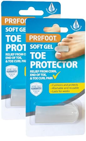 Profoot Soft Gel Toe Protectors - Pain Relief for Corns, Hammer Toes, and Overlapping Toes - Toe Protectors for Feet - (2 Pack)