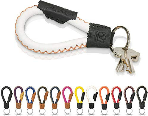 Tumatsch Schlüsselanhänger Bangkok aus Echt-Leder, Fair-Trade (Weiß & Schwarz)