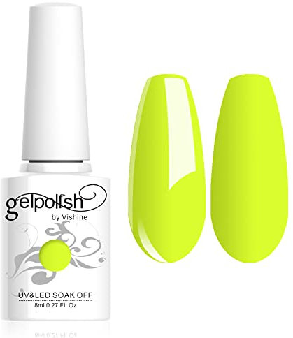 Vishine Vernis à ongles 8ml Semi-permanent Soak-off UV LED Gel Polish Manucure Base Top Coat Jaune #1474