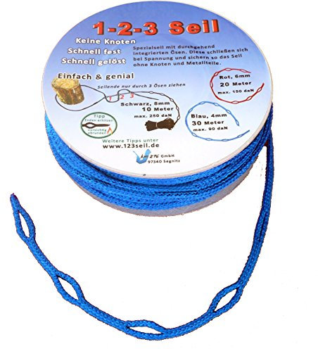 1-2-3-Seil blau Spezialseil Länge 30 Meter Ø 4 mm