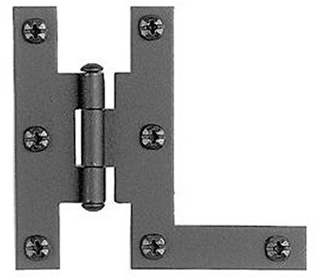 Acorn Pair of Forged Iron H - L Style Cabinet Hinges - 3 H X 3 5/16 W