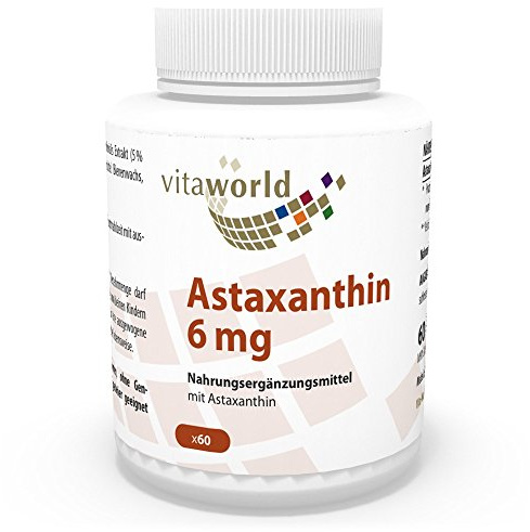 Vita World Astaxanthin 6mg 60 Vegetarian Capsules Antioxidants Made in Germany