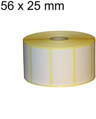 Thermo Etiketten auf Rolle - 56 x 25 mm - 12.500 Stück - Hülse 25 mm - permanent haftend