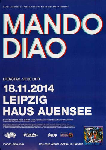 Mando Diao - Blue, Leipzig 2014 » Konzertplakat/Premium Poster | Live Konzert Veranstaltung | DIN A1 «