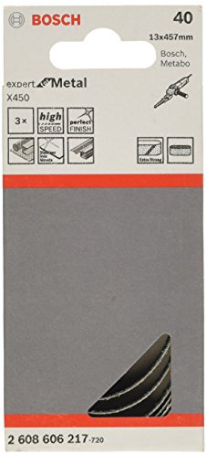 Bosch Professional 3 Stück Schleifband X450 Expert for Metal (für Metall, 13 x 457 mm, Korn 40), 2608606217, Grau