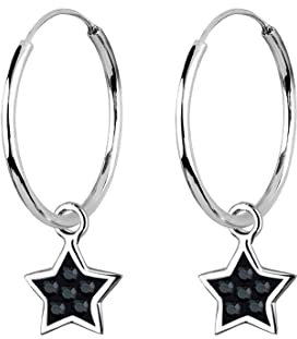 Elli Ohrringe Damen Stern Creolen mit Kristallen in 925 Sterling Silber