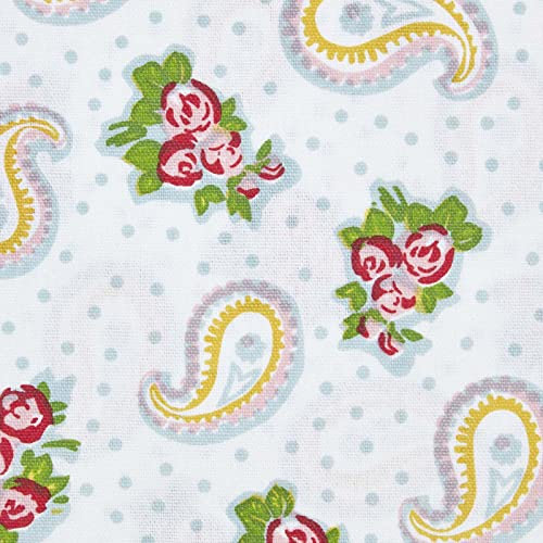 HOMESCAPES Pure Cotton Furnishing Fabric - Paisley and Dots - 150 cm Wide - Thick Yarn Dyed Woven - for Upholstery Curtain Cushion Soft Furnishings Heavy Dress Material - Per Metre