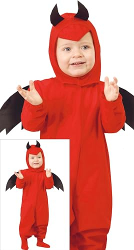 FIESTAS GUIRCA | Kleiner Teufel Kostüm für Kinder - Flügel, Kapuze und Overall - Halloween Kostüme, Teufel und Dämonen für Kostümpartys - Ideal für Kinder