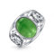 Boho Bali Oval Cabochon Gefärbte Grüne Jade Seil Scroll Filigree Erklärung Band Ring Für Frauen .925 Sterling Silber August Birthstone