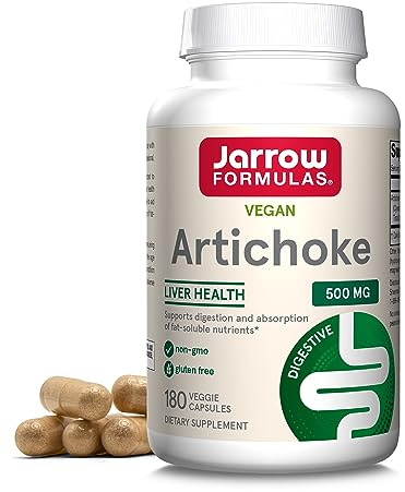 Jarrow Formulas Artichoke 500 mg - Standardized Artichoke Extract - 180 Servings (Veggie Caps) Support Liver Health & Digestion - Dietary Supplement - Non-GMO - Gluten Free - Vegan