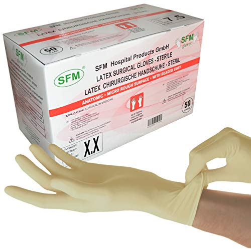 SFM ® OP Latex STERIL : 6.0, 6.5, 7.0, 7.5, 8.0, 8.5, 9.0 puderfrei texturiert chirurgische OP-Handschuhe Einmalhandschuhe Einweghandschuhe weiß 8.5 (50 Paare)