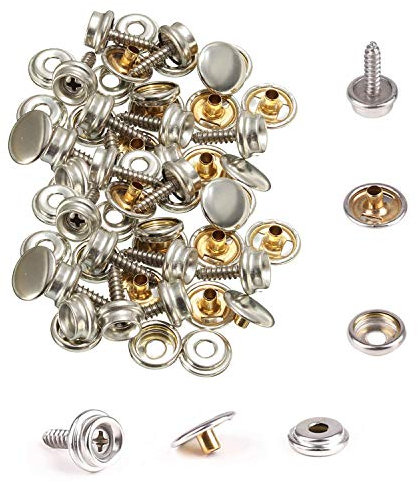 Trimming Shop 15mm 3 Part Screw Press Studs Silver Snap Fasteners for Boat Cover, Awning, Furniture, Canvas, Marine Grade, DIY Projects, Leathercrafts, 10pcs