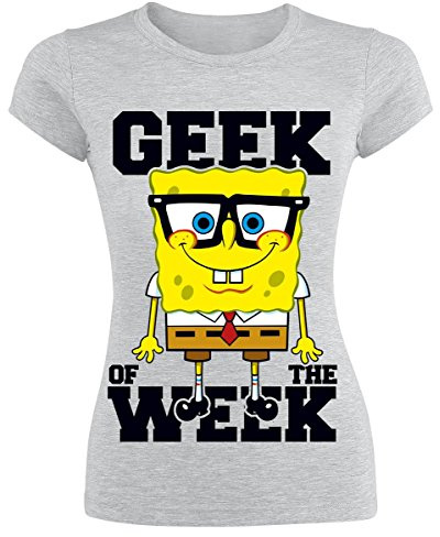 SpongeBob Schwammkopf Geek Of The Week Girl-Shirt grau meliert S