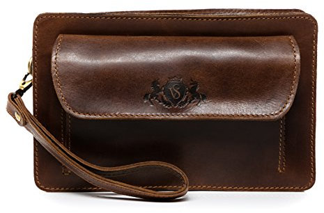 SID & VAIN Handgelenktasche echt Leder - Ledertasche Cornwall - Herrentasche Herrentasche - Ledertasche Herren braun handgefertigt