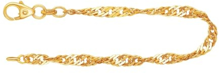 333 585 Armband Damen Gelbgold, Bicolor, 2,9mm Singapurarmband, 375 750 | Goldarmband aus Gelbgold oder Gelb- und Weißgold für Damen; Singapurarmband aus echtem Gold 8K, 9K, 14K, 18K, mehrere Längen