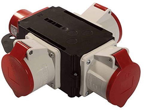 as - Schwabe MIXO Adattatore / Distributore di corrente ELBE - Spina CEE 3 prese CEE a 5 poli - Robusto distributore di corrente da cantiere - IP44 - Made in Germany I 60832
