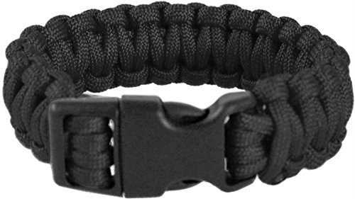 normani Professionelles Survival Armband aus geflochtener Paracord mit Clipverschluss 22mm Farbe Schwarz Größe L