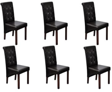 vidaXL Esszimmerstühle 6 STK., Esszimmerstuhl Hochlehner, Stuhl Polsterstuhl für Esszimmer Küche, Essstuhl Küchenstuhl, Modern, Braun Kunstleder
