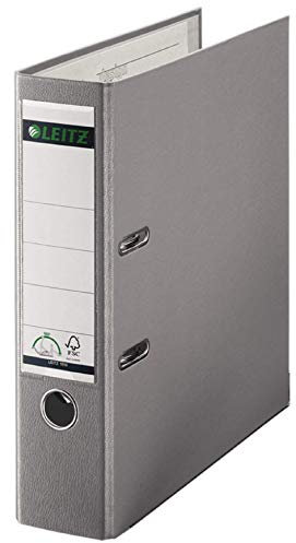 Leitz Ordner 1010 DIN A4 Rueckenbreite: 80mm hellgrau 2 Buegel 10105085, 3 Stück