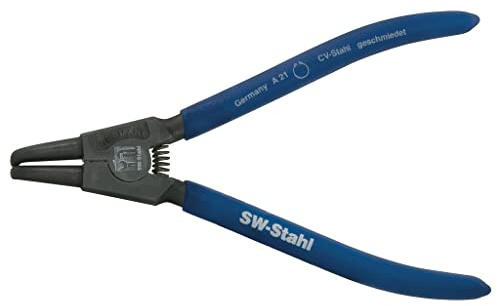SW-Stahl 41302SB Sicherungsringzange - Gebogen - Außen - 19-60 mm | Präzisionsspitzen aus Chrom-Vanadium-Stahl, 175 mm Montagezange mit rutschfestem Griff und Titan Finish für 90 Grad Winkel