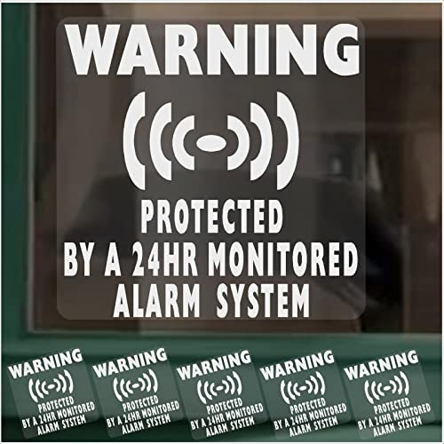 6 x Protected by a 24hr Monitored Alarm System Stickers for Windows Security Warning Signs Home House Flat Business Office Shop Property Self Adhesive Vinyl Labels 100mm WC A5