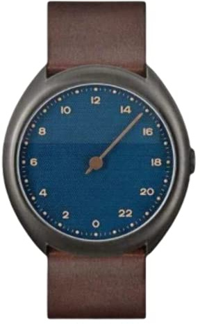 slow O 14 - Dark Brown Vintage Leather, Anthracite Case, Blue Dial Analog Leder Dunkelbraun slow O 14