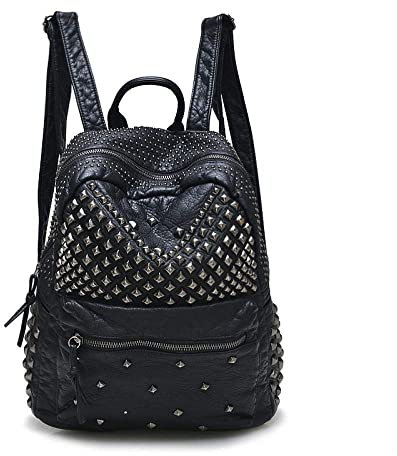 DokinReich Damen Rucksack Modern PU Leder Rucksack Damen Leder Tasche Backpack Schulrucksack mit Mode Nieten Design für Mädchen,S