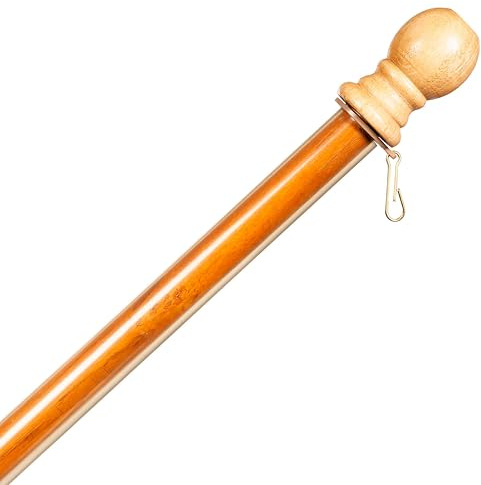 Evergreen Flag 56 Solid Wood Flag Pole with One Clip and Anti-Wrap Tube for 3'x5' Estate Flag with Pole Sleeve, Outdoor Weatherproof Use for Residential or Commercial