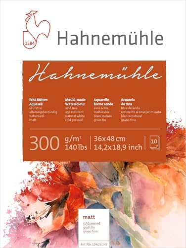 Aquarellblock Hahnemühle matt, 300g/m², 36x48cm, 10Blatt