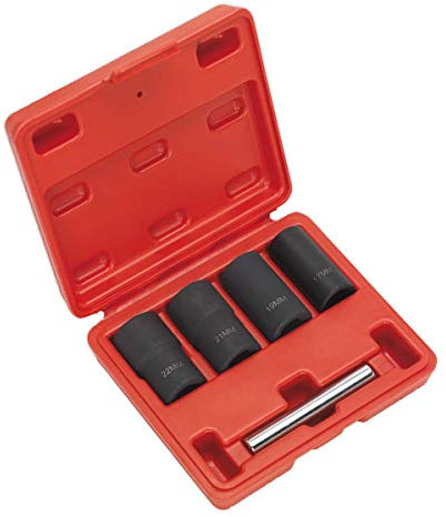 Sealey SX201 Locking Wheel Nut Removal Set, 1/2 Square Drive, 19mm/21mm/22mm, 5 Pieces