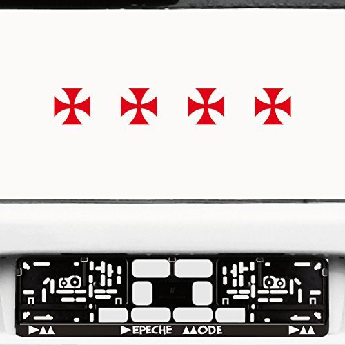 GreenIT Gothic Kelten Templer Maurer Runen Aufkleber Tattoo die Cut Decals Vinyl Selbstklebende Deko Folie (5cm Freimaurer Kreuz rot)