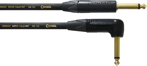 CORDIAL - CSI9PR-GOLD - Instrumentenkabel Klinke gerade/gewinkelt für Studio 9 m, NEUTRIK-Stecker 6,35 mm gewinkelt/gerade vergoldet, Peak