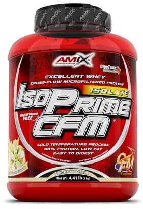 AMIX - Proteína Isolada Isoprime CFM, 2 Kg - Gran Aporte de Aminoácidos - Contiene Enzimas Digestivas - Libre de Aspartamo, Proteínas para Aumentar Masa Muscular, Sabor Vainilla