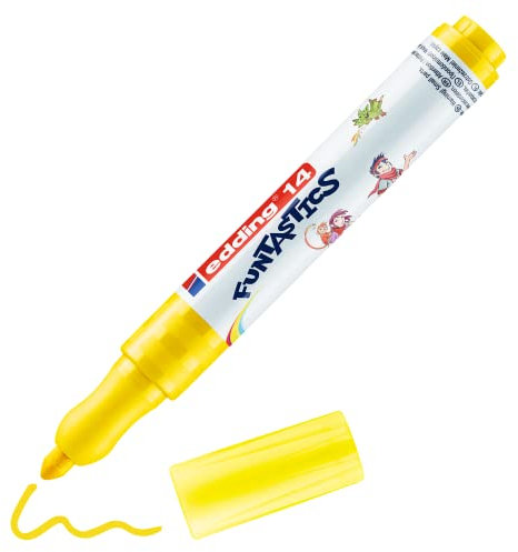 edding 14 FUNTASTICS - Malstifte für Kinder - gelb - Rundspitze 3 mm - für Malspaß auf hellem Papier und Karton - abwaschbar von Haut und Textilien
