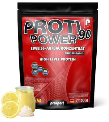 Prosport Proti Power® 90 Citro-Quark – 5-Komponenten Eiweißpulver 1000g – Mehrkomponenten Protein Shake mit Whey, Casein, Eiprotein, Magnesium & 10 Vitaminen – ideal für Muskelaufbau & Regeneration