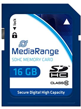 MediaRange SDHC Speicherkarte 16GB - Geschwindigkeit Klasse 10, Lesegeschwindigkeit bis 45 MB/s, externer Datenspeicher für mobile Endgeräte wie Digitalkameras oder Smartphones
