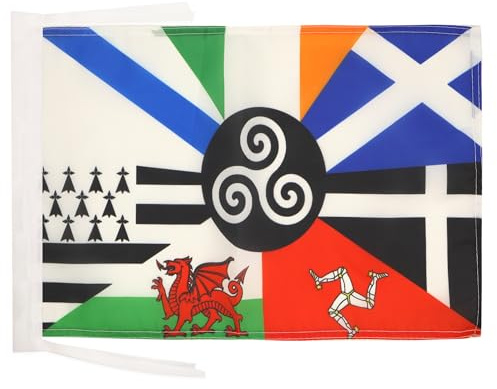 AZ FLAG Drapeau Celtique multi 45x30 cm Celte Polyester 100D Cordelettes | Usage intérieur et extérieur Drapeau décoratif coutures doubles et bords renforcés