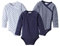 Bornino Wickelbody Basics, 3er-Pack, Baby, Body, Langarm, Baumwolle, Uni - Allover-Print - Ringel