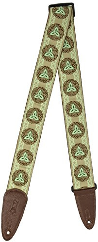 Levy's Leathers 2 Jacquard Weave Guitar Strap with Garment Leather Backing and Ends, Green Triquetra (MGJ-002)